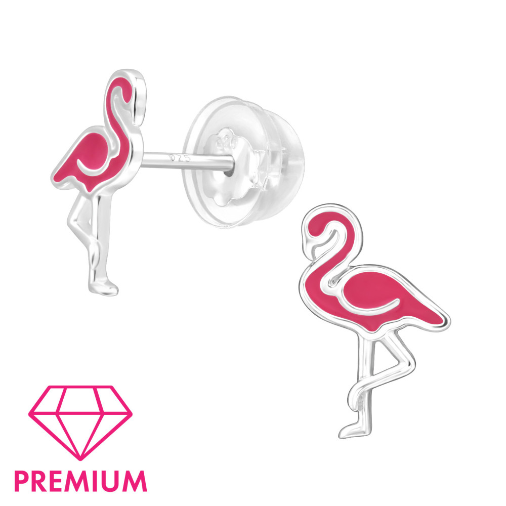 Flamingó gyerek prémium ezüst stift fülbevaló
