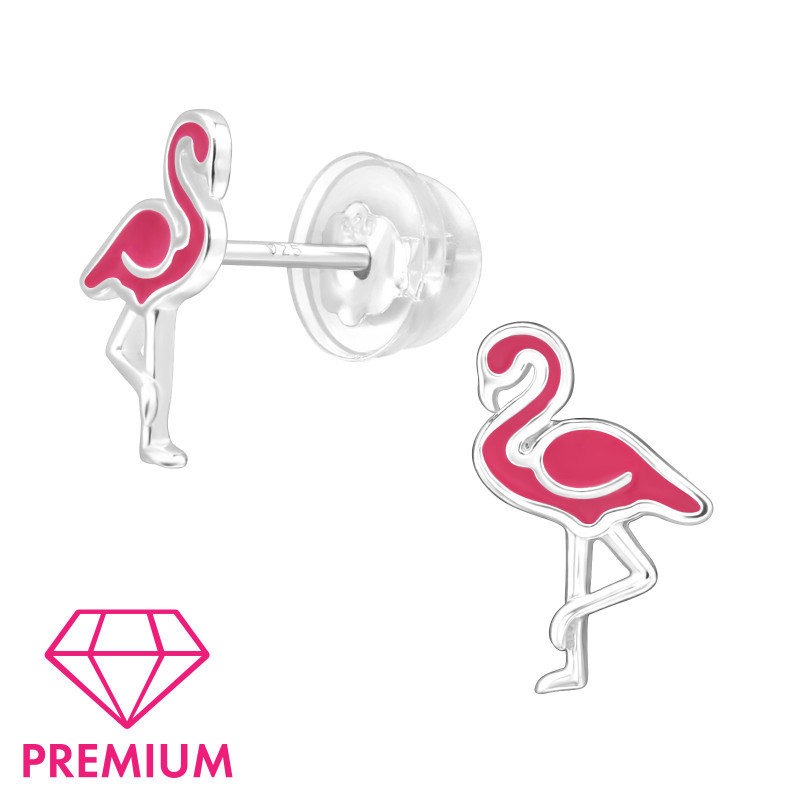 Flamingó gyerek prémium ezüst stift fülbevaló