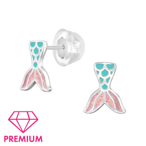 Sellő uszony gyerek prémium stift fülbevaló 925 ezüst