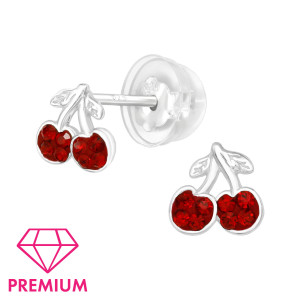 Cseresznye Óvis jel gyerek prémium stift fülbevaló 925 ezüst