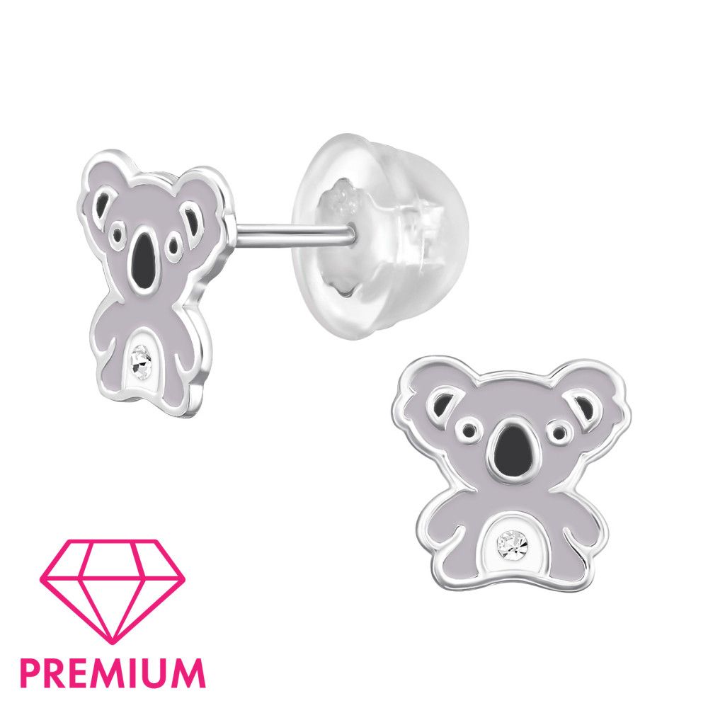 Koala prémium gyerek ezüst stift fülbevaló