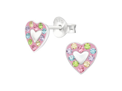 Gyönyörű szíves kristály stift ezüstlány fülbevaló Gyönyörű szíves kristály stift ezüstlány fülbevaló