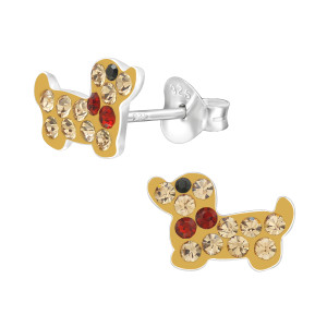 Tacskó kutya kristály ezüst kislány fülbevaló