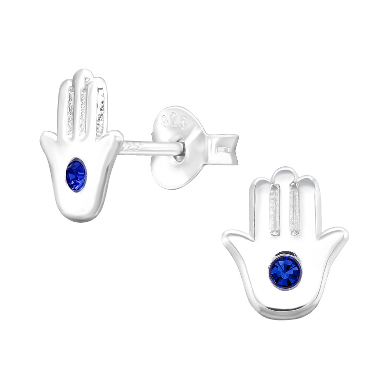 Hamsa szimbólum ezüst stift lány fülbevaló