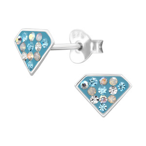 Gyémánt forma ezüst stift lány fülbevaló