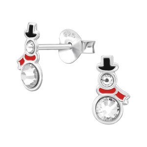 Hóember kristályokból ezüst gyerekfülbevaló