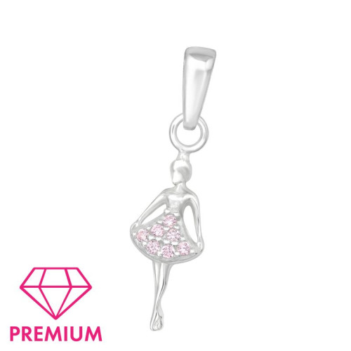 Balerina rózsaszín kövekkel gyerek prémium ezüst medál