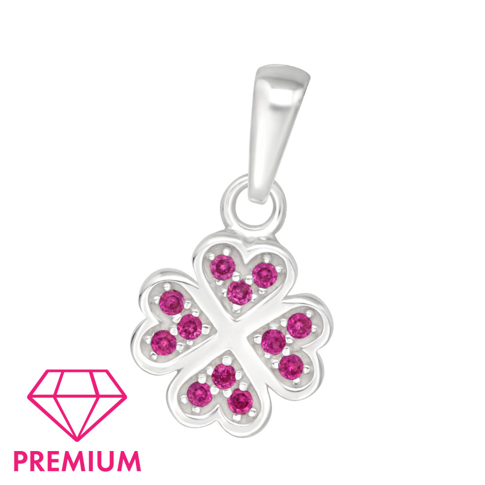 4 levelű lóhere pink köves gyerek prémium ezüst medál 4 levelű lóhere pink köves gyerek prémium ezüst medál