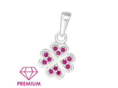 4 levelű lóhere pink köves gyerek prémium ezüst medál