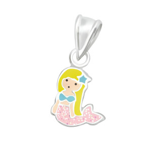 Csillámos hableány gyerek medál, 925 ezüst