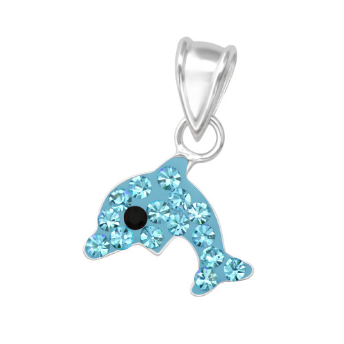 Kék köves delfin kislány medál