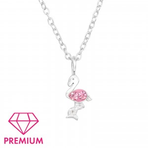 Flamingós ezüst kristály prémium gyreek nyaklánc