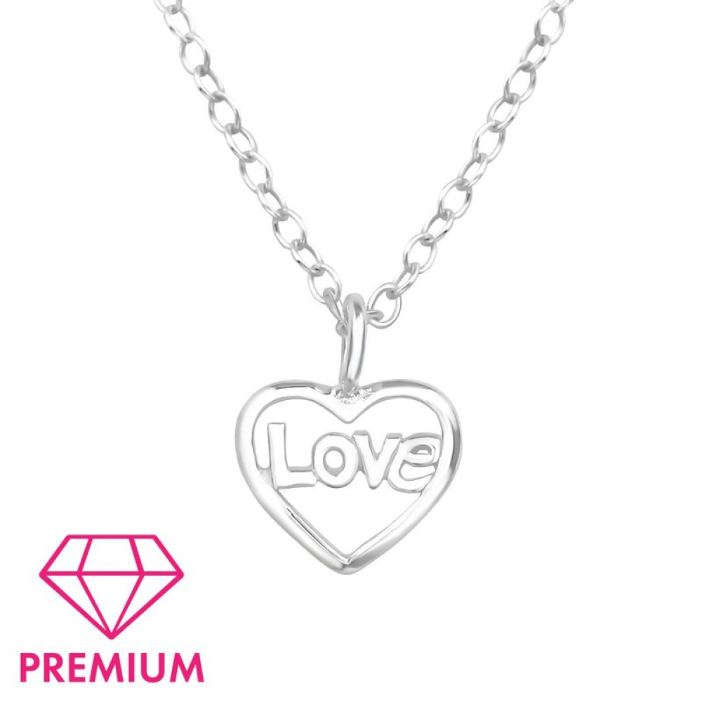 Love feliratos szíves gyerek prémium ezüst kislány nyaklánc