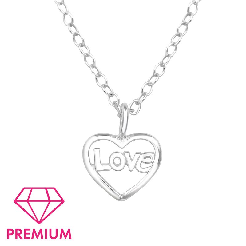 Love feliratos szíves gyerek prémium ezüst kislány nyaklánc