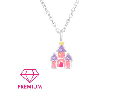 Kastély, pink palota gyerek prémium ezüst kislány nyaklánc Kastély, pink palota gyerek prémium ezüst kislány nyaklánc