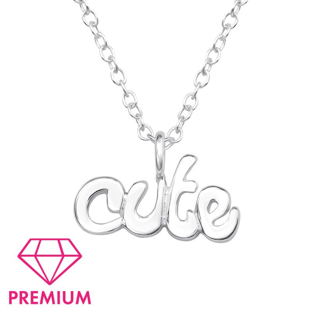 CUTE feliratos gyerek prémium ezüst kislány nyaklánc