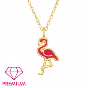 Aranyozott flamingó pink gyerek prémium ezüst nyaklánc