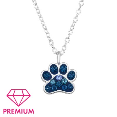 Kék kutya mancs kristály gyerek prémium 925 ezüst nyaklánc medállal
