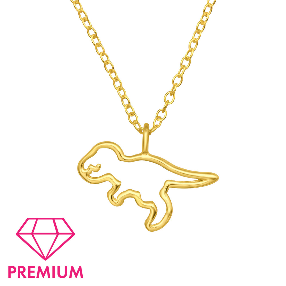Aranyozott dinoszaurusz T-Rex körvonal, minimal gyerek prémium ezüst kislány nyaklánc Aranyozott dinoszaurusz T-Rex körvonal, minimal gyerek prémium ezüst kislány nyaklánc