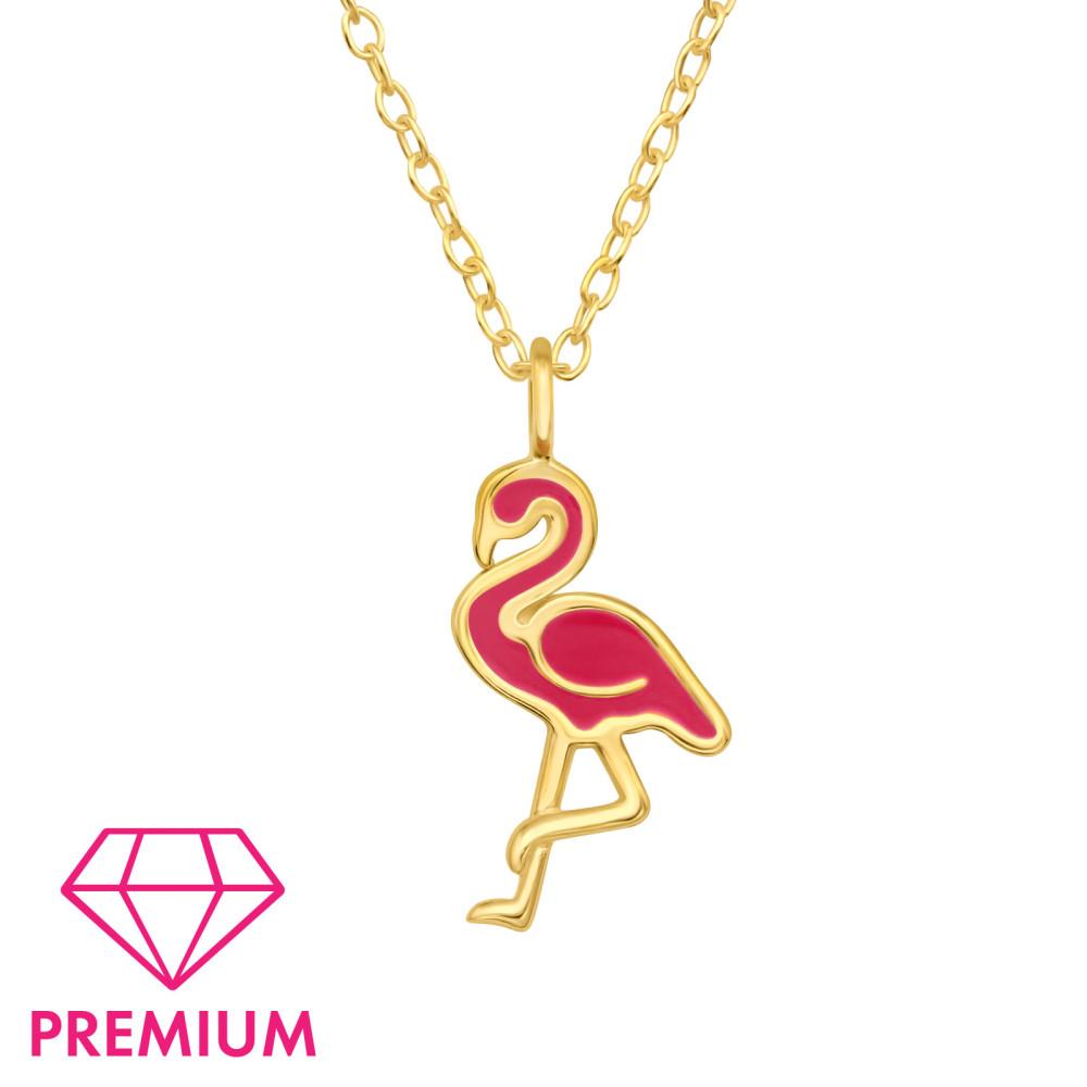 Aranyozott flamingó pink gyerek prémium ezüst kislány nyaklánc Aranyozott flamingó pink gyerek prémium ezüst kislány nyaklánc