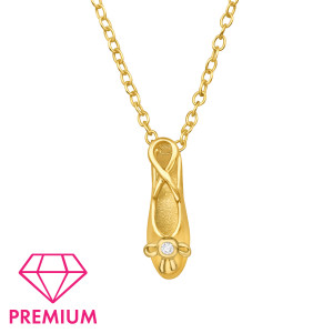 Balettcipő aranyozott prémium gyerek kislány nyaklánc, 925 ezüst Balettcipő aranyozott prémium gyerek kislány nyaklánc, 925 ezüst