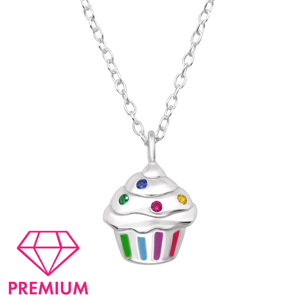 Cupcake prémium ezüst lány nyaklánc