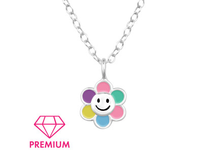 Színes Virág prémium ezüst gyerek kislány nyaklánc Színes Virág prémium ezüst gyerek kislány nyaklánc