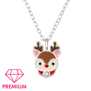 Rénszarvas Prémium Ezüst Gyerek Nyaklánc - 39 cm