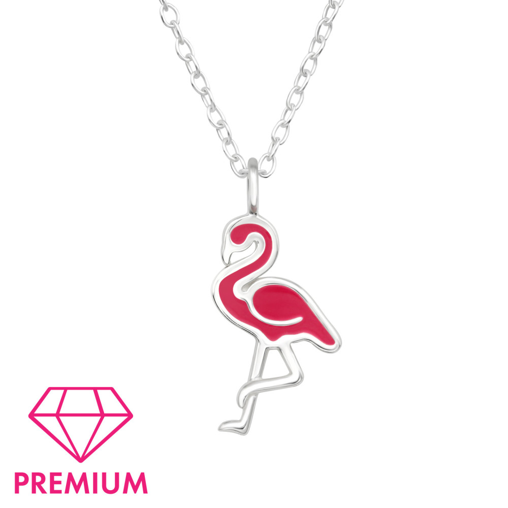 Pink flamingó gyerek prémium ezüst kislány nyaklánc Pink flamingó gyerek prémium ezüst kislány nyaklánc