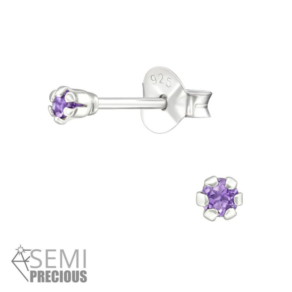 2mm kerek Féldrágaköves stift 925 ezüst lány fülbevaló 2mm kerek Féldrágaköves stift 925 ezüst lány fülbevaló