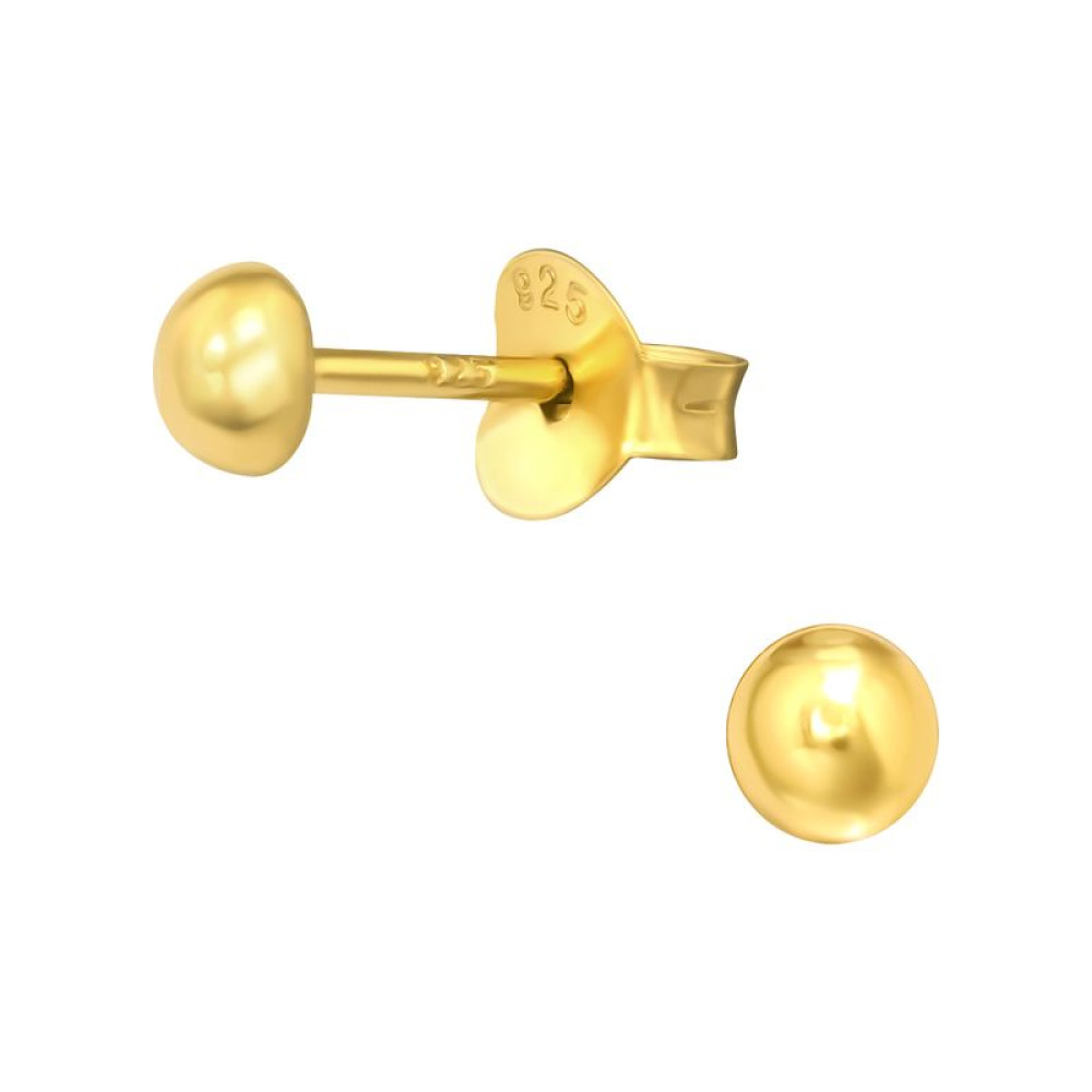 Alap stift félgömb 24k aranyozott gyerek fülbevaló 925 ezüst - 4mm Alap stift félgömb 24k aranyozott gyerek fülbevaló 925 ezüst - 4mm
