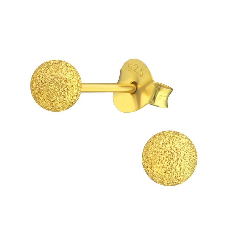 Alap stift 24k aranyozott kislány fülbevaló 925 ezüst - 4mm