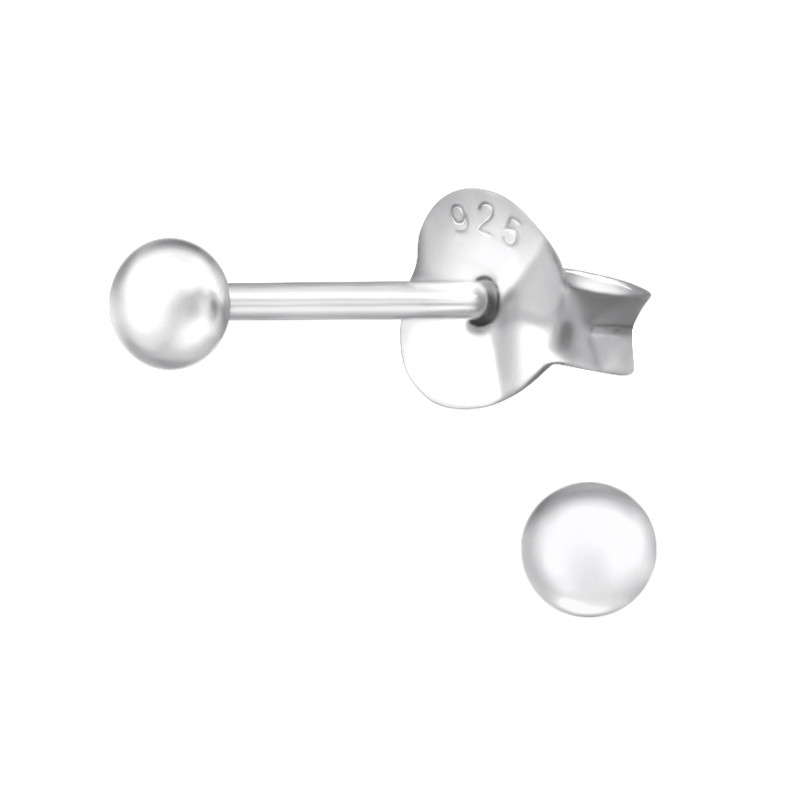 Alap gömb stift ezüst gyerek fülbevaló - 2.5mm