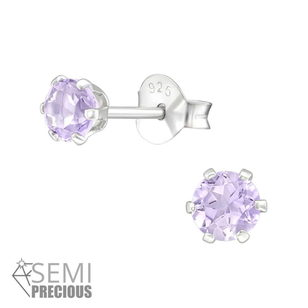 4mm kerek Féldrágaköves stift 925 ezüst kislány fülbevaló