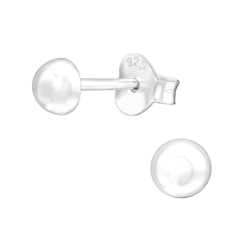 Alap félgömb stift ezüst gyerek fülbevaló - 4mm