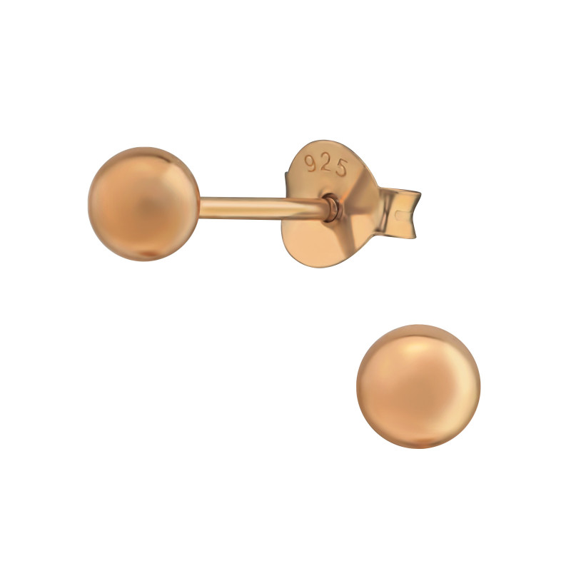 Alap stift 18k rózsa aranyozott kislány fülbevaló 925 ezüst - 4mm