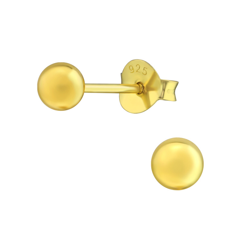 Alap stift 24k aranyozott gyerek fülbevaló 925 ezüst - 4mm