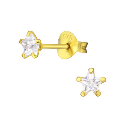 Alap stift csillag köves 24k aranyozott gyerek fülbevaló 925 ezüst -4mm Alap stift csillag köves 24k aranyozott gyerek fülbevaló 925 ezüst -4mm