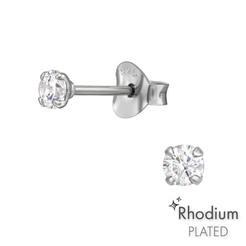 Stift kerek, cirkónia köves gyerekfülbevaló 925 ezüst - 3mm Stift kerek, cirkónia köves gyerekfülbevaló 925 ezüst - 3mm