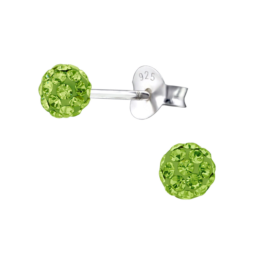 Kristály színes gömb stift ezüst gyerek fülbevaló - 3mm