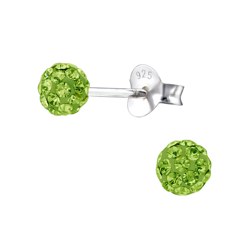 Kristály színes gömb stift ezüst gyerek fülbevaló - 3mm