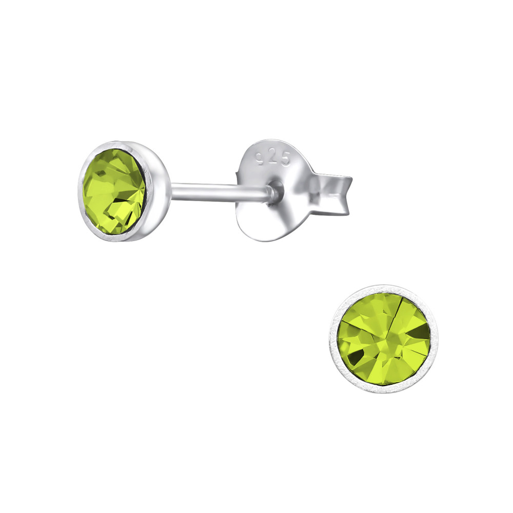 Kristály kerek stift lány fülbevaló 925 ezüst - 4mm