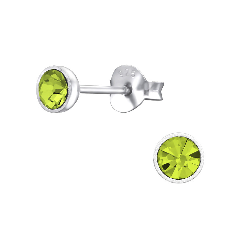 Kristály kerek stift lány fülbevaló 925 ezüst - 4mm