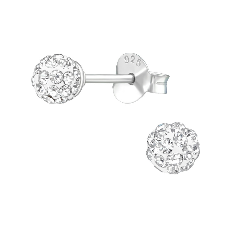 Alap kristálygömb stift ezüst gyerek fülbevaló - 4mm