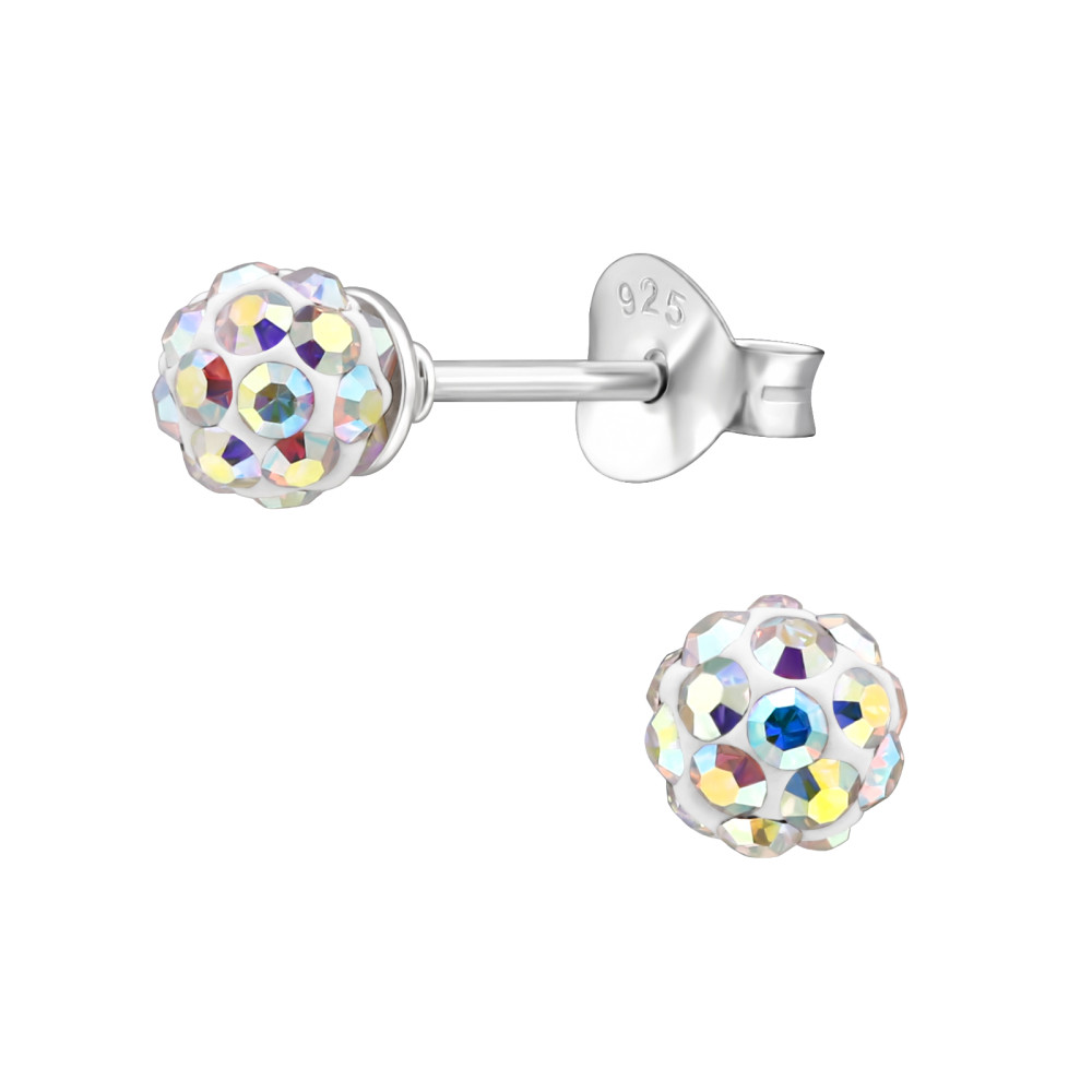 Kristály gömb stift ezüst gyerek fülbevaló - 4mm