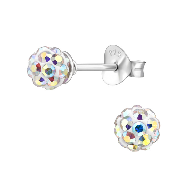 Kristály gömb stift ezüst gyerek fülbevaló - 4mm