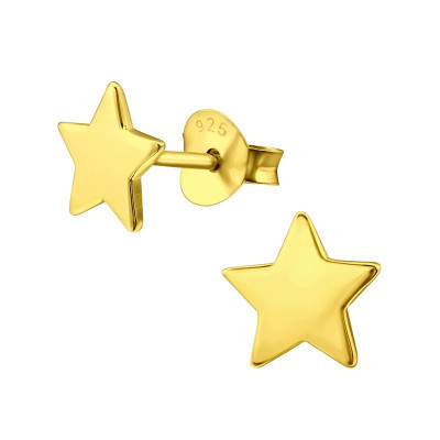 Csillag 24k aranyozott gyerek stift ezüst fülbevaló 7 mm