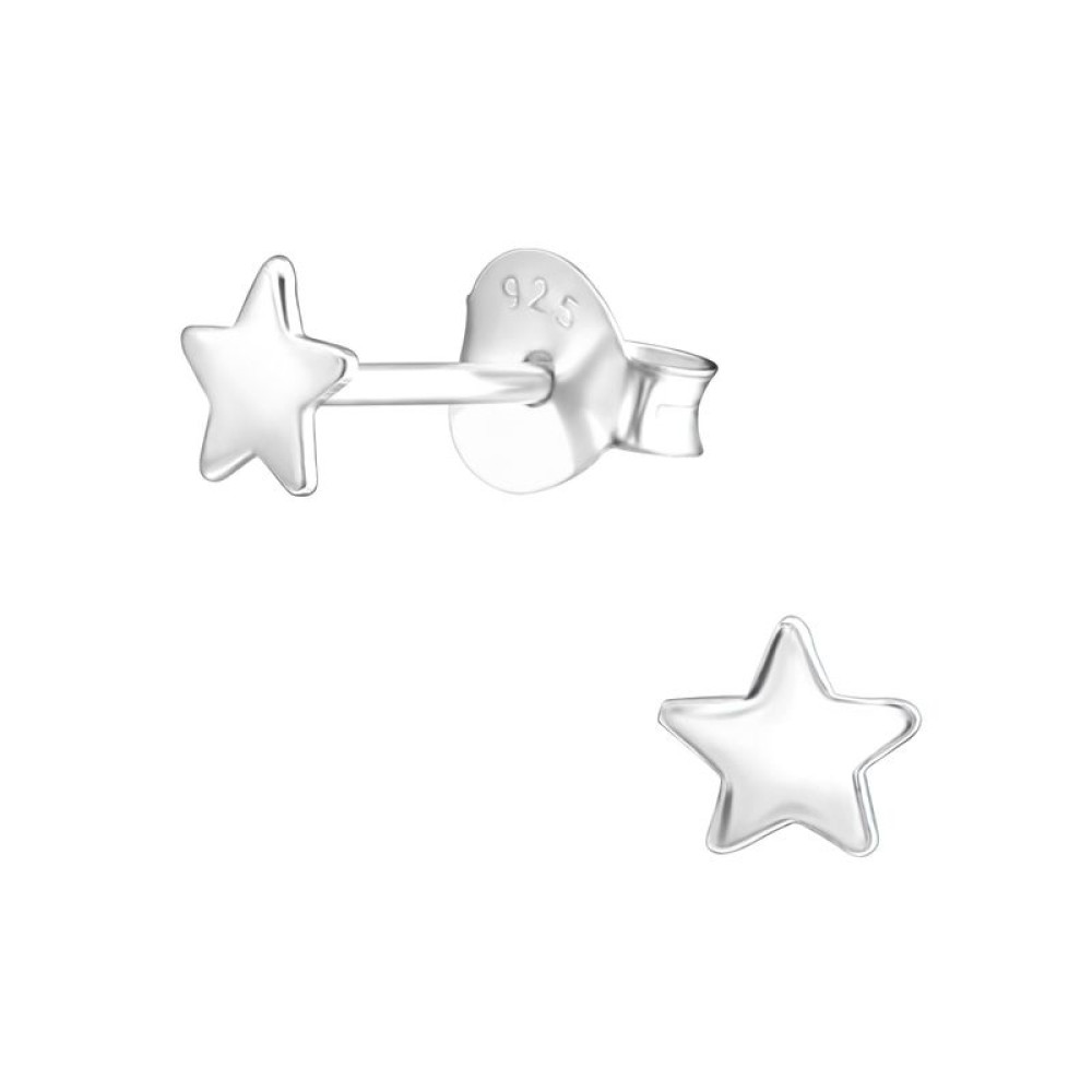 Kis csillag gyerek stift ezüst fülbevaló - extra mini, 3d Kis csillag gyerek stift ezüst fülbevaló - extra mini, 3d
