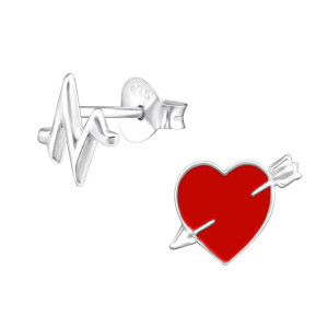 Szív és szívverés gyerek stift ezüst fülbevaló