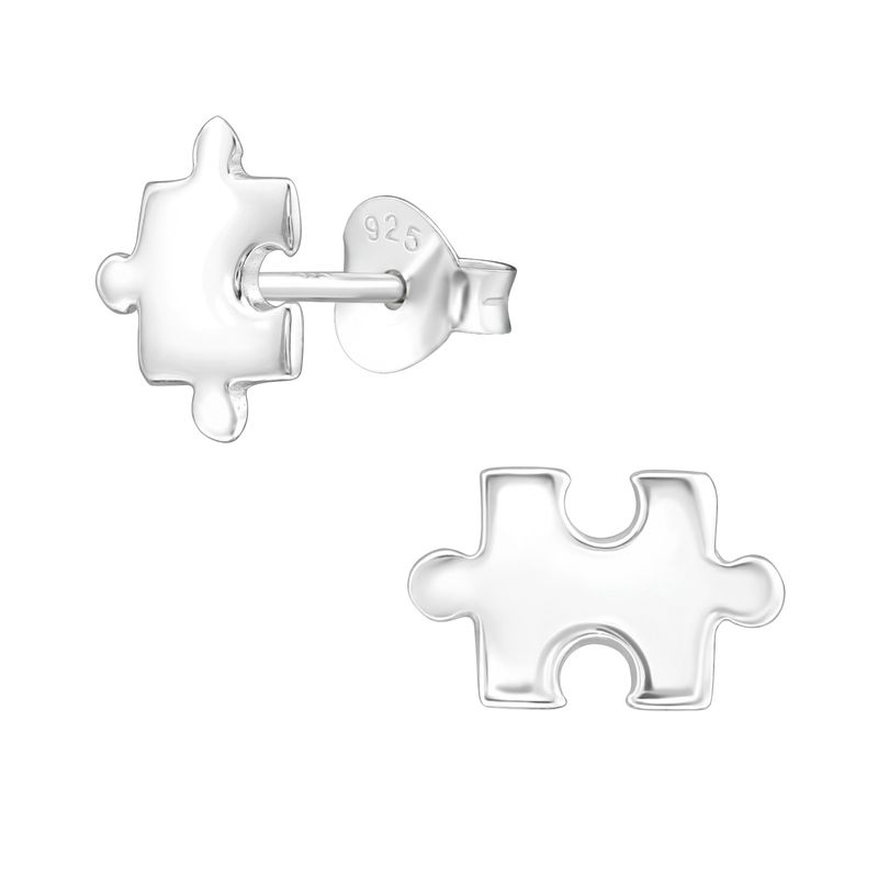 Puzzle darab gyerek stift ezüst fülbevaló